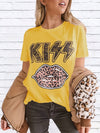 Vintage Leopard Lips Print T-shirt, Retro Short Sleeve Crew Neck T-shirt, Casual Every Day Tops, Women's Clothing