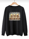 Skull Pattern Plus Size Halloween Sweatshirt: Casual and Stylish Women's Round Neck Long Sleeve Sweatshirt