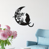 Charming Metal Art Cat and Moon Wall Decoration: Exquisite Metal Cat Art Silhouette Sculpture for Retro Home Décor