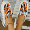 Stylish Women's Pumpkin Striped Print Canvas Shoes: Trendy and Lightweight Halloween Footwear