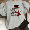 Snowman Delight: Women's Plus Size Christmas Casual Sweatshirt with Black Hat Snowman Print