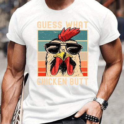 Funky Fowls: Men's Casual Trendy Chicken Print T-shirt – Hip Hop Tees for Summer Holiday Gift