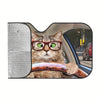 Pet-Themed Car Windshield Sunshade: Stylish Purple Eyelash Design with Playful Cat and Glasses Print - Ideal for Sedans, Trucks, and SUVs