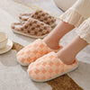 Cozy Plaid Pattern Warm Home Slippers: Slip-On, Round Toe, Non-Slip Fluffy Soft Sole Slides Shoes