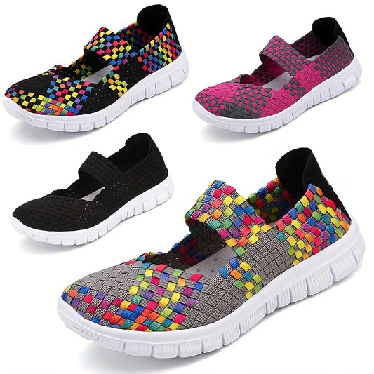 Stylish and Comfortable Women's Colorful Braided Flat Shoes: Trendy Slip-Ons for Casual and Lightweight Walking