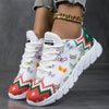 Cute and Comfy: Women's Cartoon Print Casual Sneakers - Perfect for Lightweight Running and Christmas Cheer