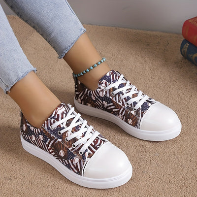Lightweight Women's Baseball Pattern Canvas Sneakers - Lightweight and Comfortable and Versatile Walking Shoes