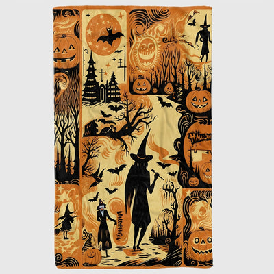 Halloween Pumpkin Abstract Painting Style Flannel Blanket: A Cozy Gift for Every All-Season Occasion