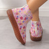 Floral Bliss: Stylish and Comfortable Women's Short Boots with Back Zipper - A Perfect Casual Pick!