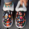 Cozy and Festive: Women's Christmas Print Canvas Shoes – Plush-lined, Slip-on Winter Flats