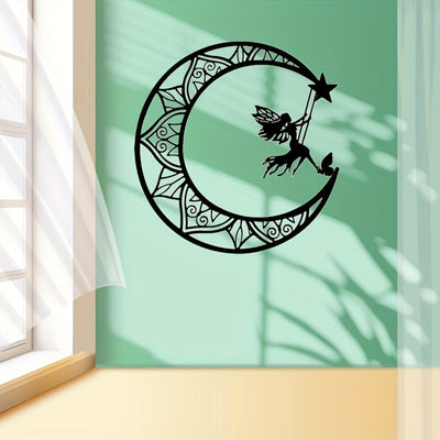 Enchanting Moon Angel Metal Art: A Radiant Indoor Decoration for Your Home