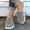 Fashionable Checkerboard Women's Canvas Slip-On Loafers - Lightweight, Comfortable, and Stylish