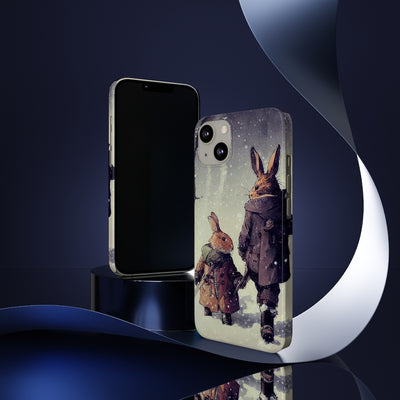 Rabbits in adventurer Phone Case, Rabbit walk in the snow Phone Cases, Case-Mate