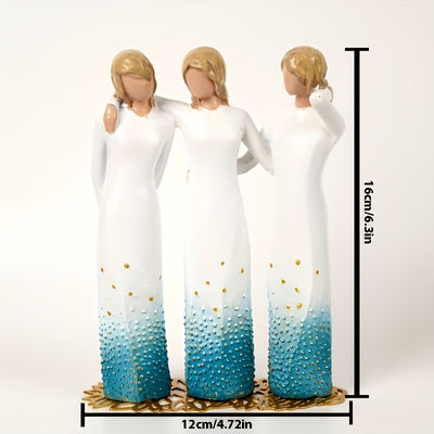 Three Sisters Resin Statue: Exquisite Hand-Painted Figure Sculpture for Faith and Living Room Décor, Ideal for Christmas, Thanksgiving, Wedding Anniversary, or Home Gift