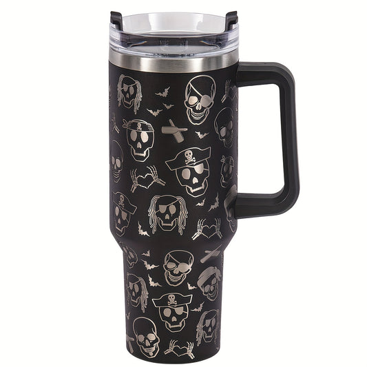40oz Skull Design Double-Layer Vacuum Technology Tumbler - Perfect for Sports, Fitness, and Travel - Ideal Gift for Kids and Adults
