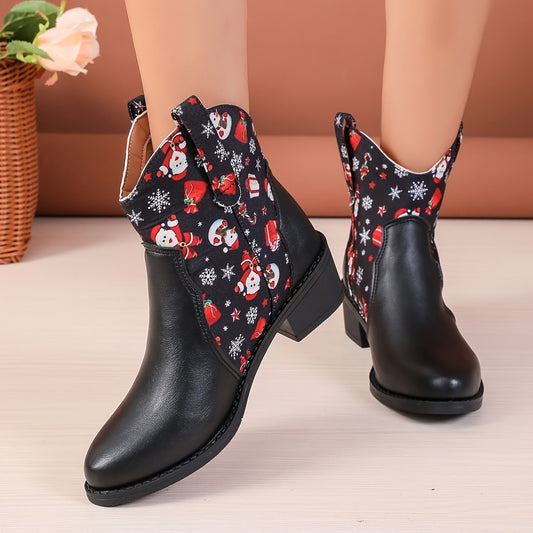 These Festively Fun Women's Cartoon Pattern Boots will have you standing out from the crowd this Christmas. With a slip on style, comfortable block heel and trendy design, you'll look stylish and festive all season long.
