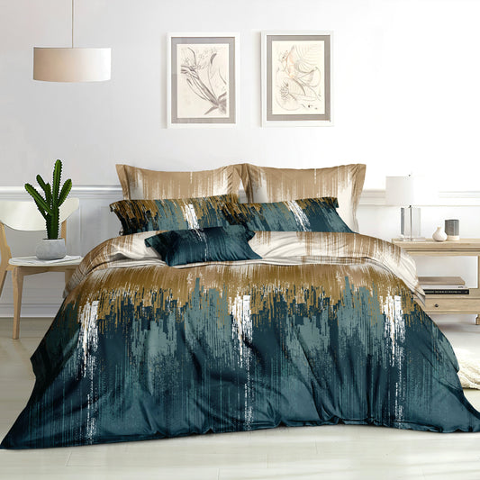 Experience luxury and comfort with the Abstract Tranquility 3-Piece Duvet Cover Set. Crafted from ultra-soft polyester-cotton fabric, this set includes 1 duvet cover and 2 pillowcases to provide you with the ultimate comfort and style. Enjoy a soft and relaxing sleep while making a statement in your bedroom.