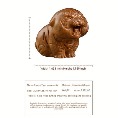 Retro Oriental Zodiac Tiger: Exquisite Green Sandalwood Carving for Home Decor