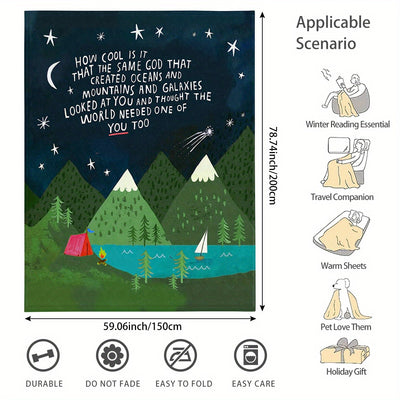 Painted Landscape: A Cozy Flannel Blanket for Camping, Holidays, and Everyday Comfort