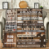 Warm and Cozy To My Grandpa Letter Printed Flannel Blanket - Perfect Nap Blanket for Couch, Bed, Sofa, Camping, and Travel - Best Gift for Grandpa
