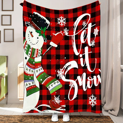 Cozy Comfort: Christmas Theme Blanket with Cartoon Snowman Print for Ultimate Warmth and Style