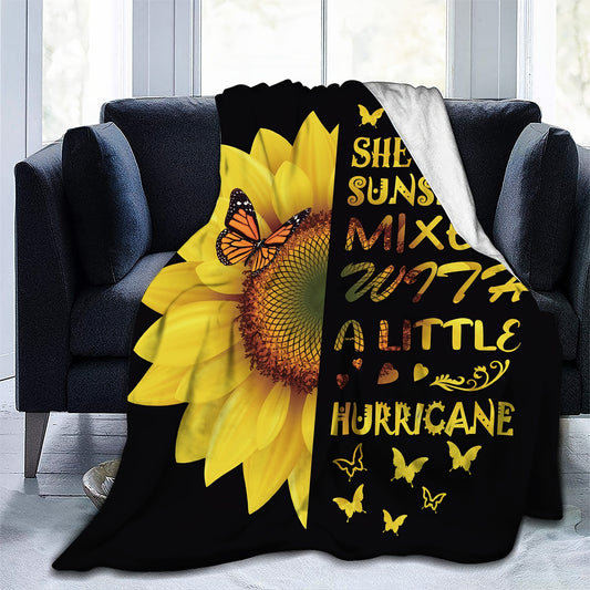 This Cozy Sunflower Pattern Blanket is perfect for home, picnic, and travel use. Crafted with soft polyester fabric, it offers superior comfort and warmth. A perfect companion for any outdoor, indoor, or travel occasion.