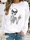 Stylishly Spooky: Halloween Skull Fun Print Sweatshirt - The Perfect Addition to Your Fall Wardrobe!