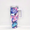 40oz Colorful Cartoon Pattern Stainless Steel Tumbler with Lid, Straw, and Handle - Perfect for Summer Drinks on the Go