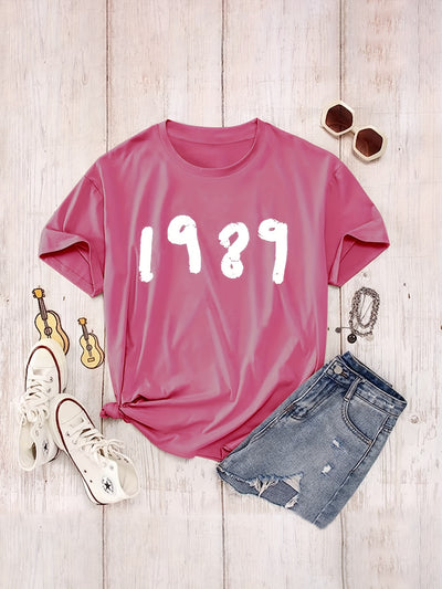 1989 Letter Print Crew Neck T-Shirt: A Stylish Summer Essential for Women's Casual Wardrobe