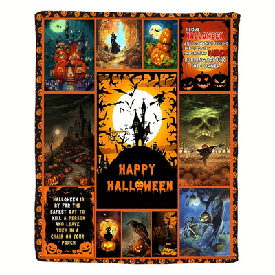 Halloween Pattern Flannel Blanket: An Ultra-Soft and Cozy Throw for Year-Round Comfort, Perfect for Home Decor and Gifting