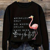 Flamboyant Flamingo: Women's Casual Crew Neck Sweatshirt with Drop Shoulder Design