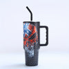 40oz Skull & US Flag Tumbler with Lid & Straw - Perfect for Car, Home, Office, Travel & Independence Day Gifts!