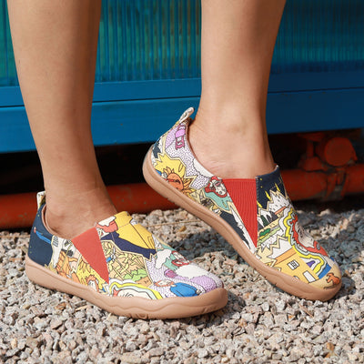 Women's Cartoon Pattern Print Canvas Shoes - Slip-On Shoes for Casual Outdoor Travel