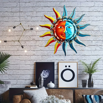 Sun's Radiant Glow: Creative Metal Wall Art Décor for an Enchanting Home Ambiance