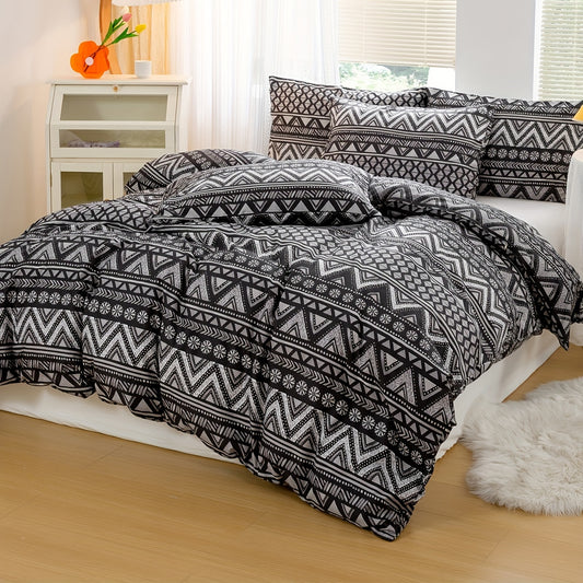 This stunning 3-piece bedding set offers a unique look with vibrant ethnic patterned duvet cover, and two coordinating pillowcases. The set is made from soft, cotton-rich fabric to bring you superior comfort and exceptional performance. Create a one-of-a-kind look in your bedroom.