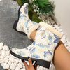 Stylish and Cozy: Women's Fashion Butterfly Pattern Snow Boots with Plush Lining and Warm Platform