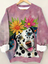 Stay warm and stylish this season with our Cozy and Chic: Dog Flower Print Pullover Sweatshirt. A must-have for your fall/winter wardrobe, this sweatshirt combines comfort and fashion with its cozy material and eye-catching dog flower print. Perfect for any pup lover looking to elevate their style.