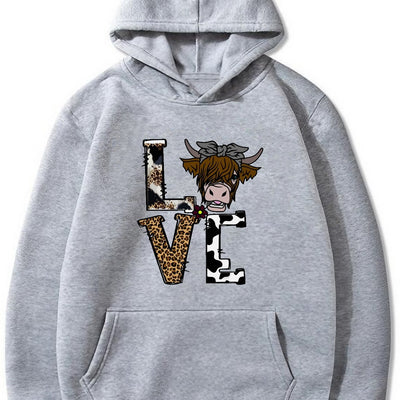 Buck Up Your Style with the Love Bull Print Hoodies: Comfy, Trendy, and Perfect for Autumn-Winter!