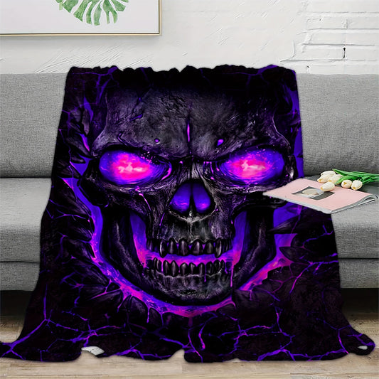 Stay warm and stylish with this horror-skull-print flannel blanket. Crafted with premium-grade materials, this cozy addition to your living space is sure to add a unique flavor of comfort and decorative appeal to your home.