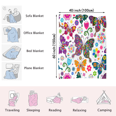 Warm and Cozy Butterfly Pattern Flannel Blanket for Couch, Bed, and Sofa - Soft and Soothing Throw Blanket for Comfort and Relaxation