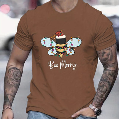 Buzzy Christmas Cheer: Men's Trendy T-Shirt for Stylish Summer Outdoor Looks - Ideal Gift for Men