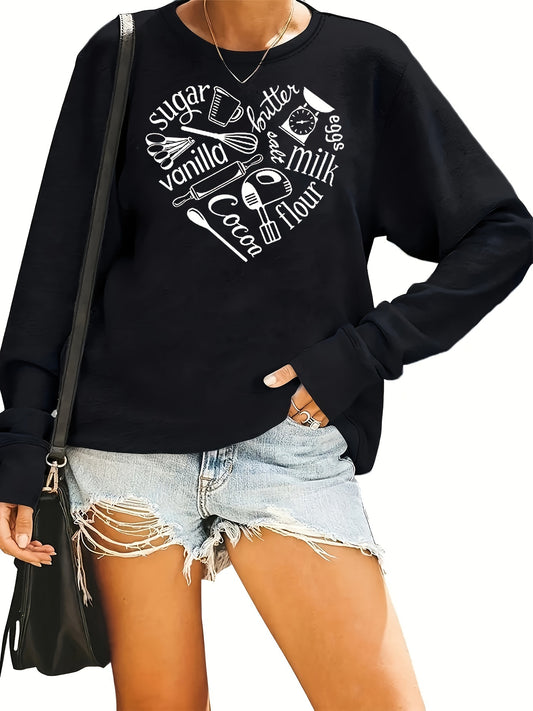 Beautify your wardrobe with this cute and versatile graphic print pullover sweatshirt. Crafted with cozy cotton fabric and intricate graphic design, this top adds an elegant touch to your collection of women's clothing. Perfect for chilly days or a casual night o