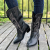 Fashionably Chic: Women's Embroidered Chunky Heel Boots - The Perfect Blend of Style and Comfort