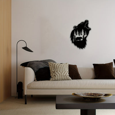 Wildly Roaring Elegance: Metal Art Bear Wall Decor for Wildlife Lovers