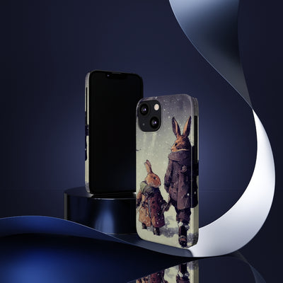 Rabbits in adventurer Phone Case, Rabbit walk in the snow Phone Cases, Case-Mate