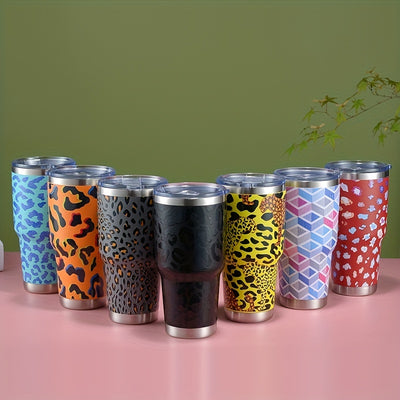 30oz Colors Leopard Stainless Steel Thermal Tumbler, Stanly Car Cups, Portable Drinking Cups, For Car, Home, Office, Summer Drinkware, Travel Accessories, Home Kitchen Items, Birthday Gifts