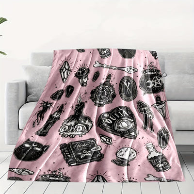 Cozy and Stylish Witch Pattern Blanket: Your Ultimate Gift for Family and Friends - Perfect for All Seasons and Occasions
