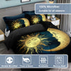 Boho Golden Moon and Sun Hand-drawn Antique Duvet Cover Set - Perfect for Your Guest Room(1*Duvet Cover + 2*Pillowcases, Without Core)