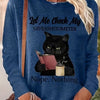 Feline Frenzy: Women's Funny Cat Graphic Print Long Sleeve T-Shirt - A Casual Crew Neck Delight!