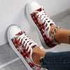 Christmas Charm: Women's Snowflake Plaid Print Low Top Canvas Shoes for Festive Flair